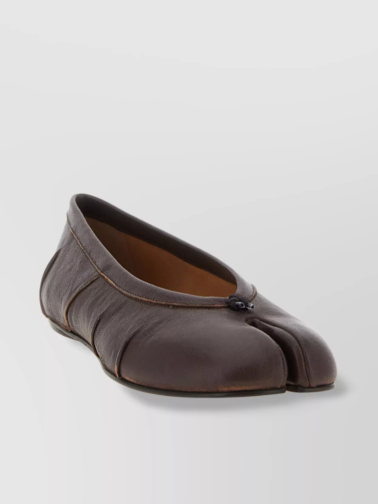 Maison Margiela Split Toe Leather Ballet Flats With Stitch Detailing