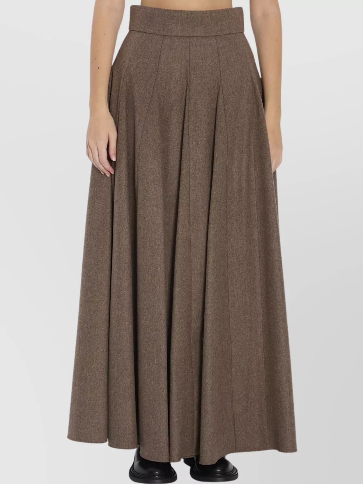 Max Mara High-waisted Pleated Wool Blend Skirt In Brown