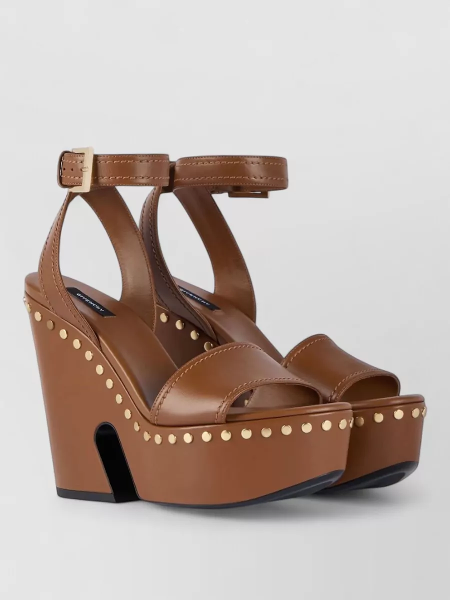 Givenchy Leather Platform Sandals With Studs