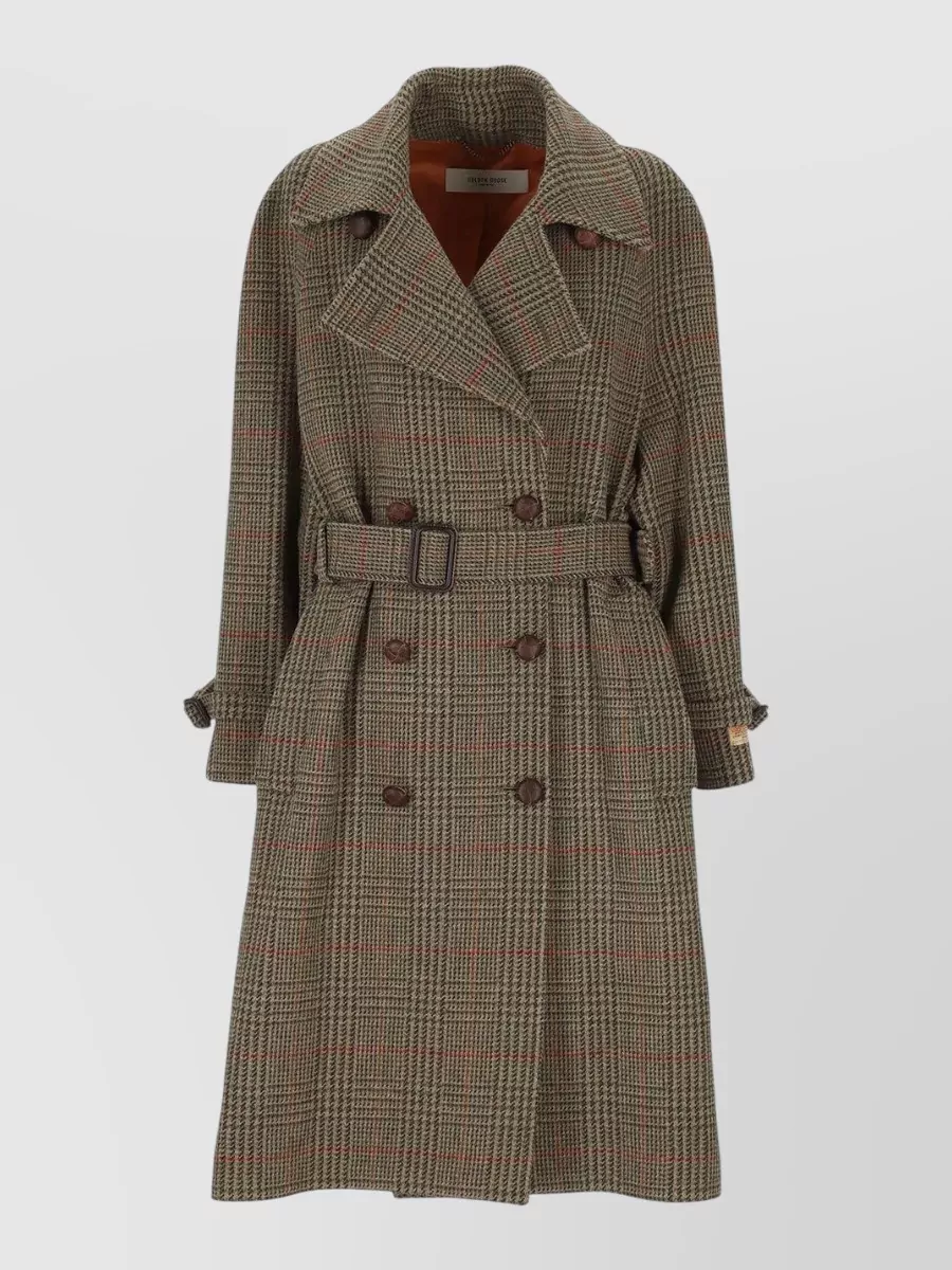 Golden Goose virgin wool checked double-breasted belted fitted jacket