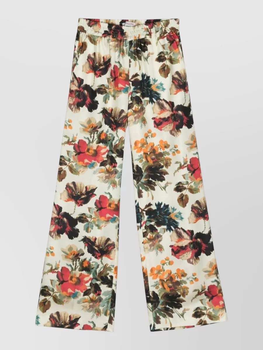 Alberto Biani silk floral-print wide-leg trousers
