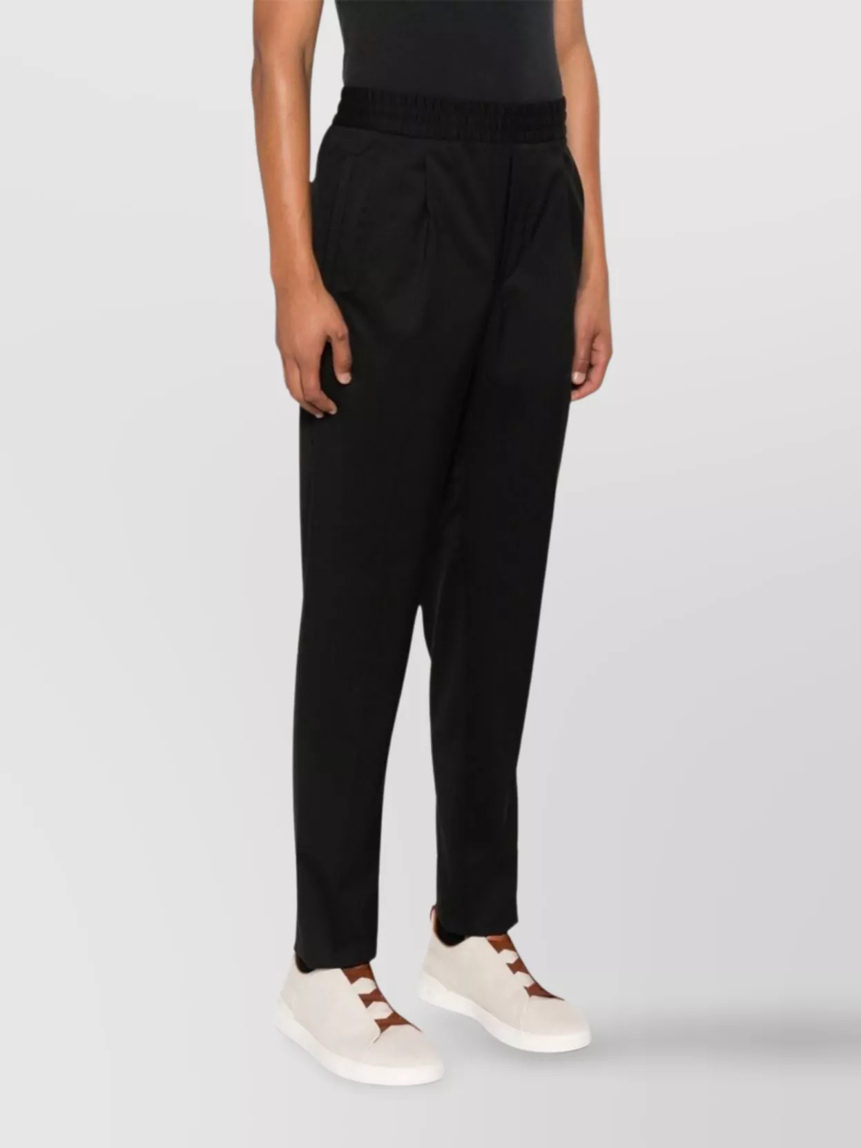 Zegna Cropped Trousers Elastic Waistband Design