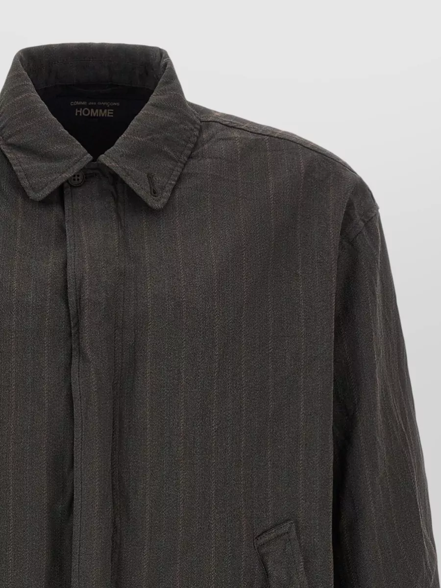 Comme Des Garçons Pinstriped Single Breasted Coat