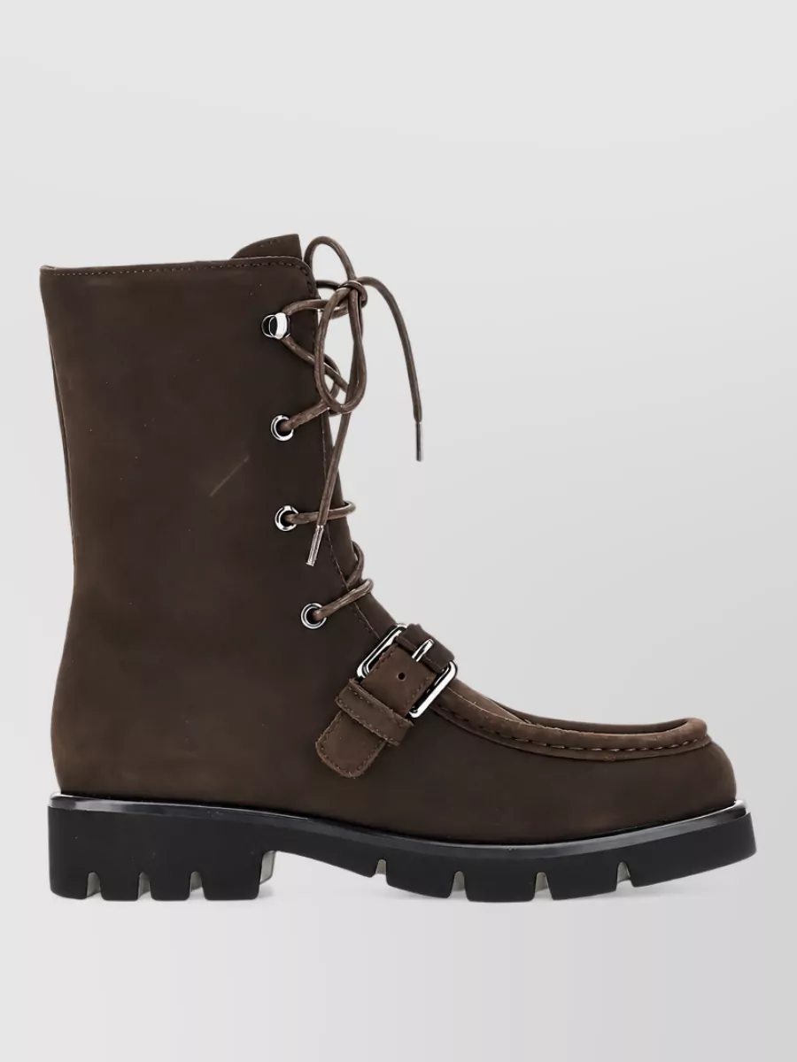Emporio Armani suede leather lace-up boots