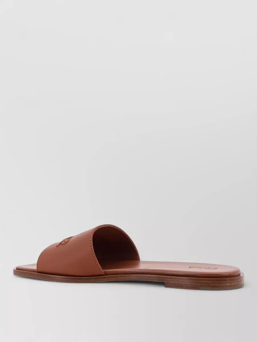 Chloé Soleil Leather Sandals Open Toe Flat