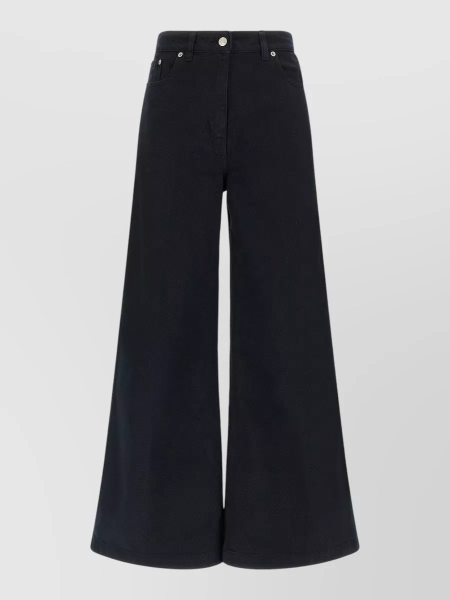 Nude Cotton mid-rise flared wide-leg trousers