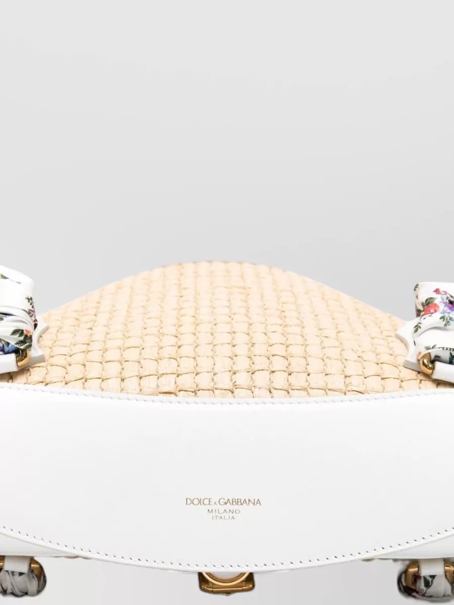 Dolce&Gabbana Capri Straw Tote Bag Floral Scarf