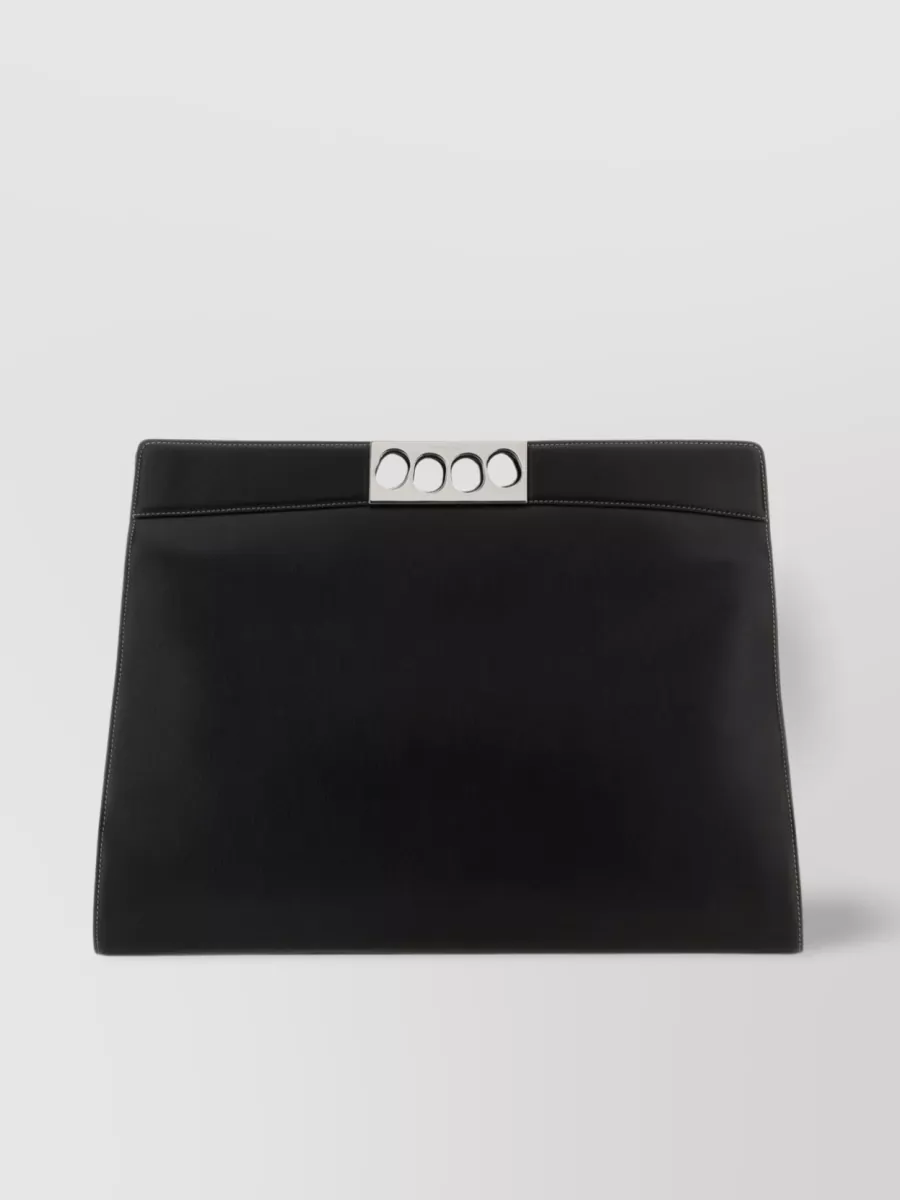 Shop Alexander Mcqueen Pebble Leather Grip Bag With Detachable Strap In Black