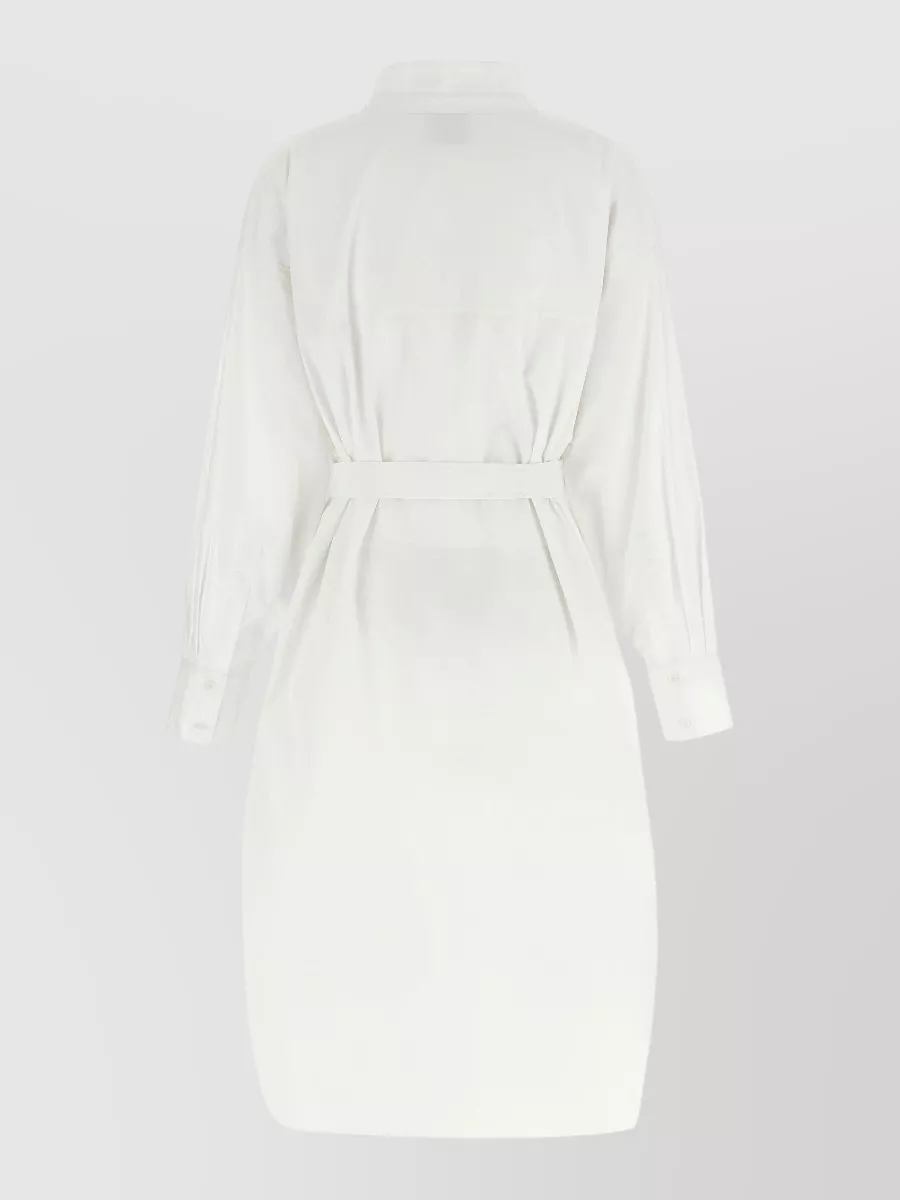 Nude Cotton Belted Shirt Dress