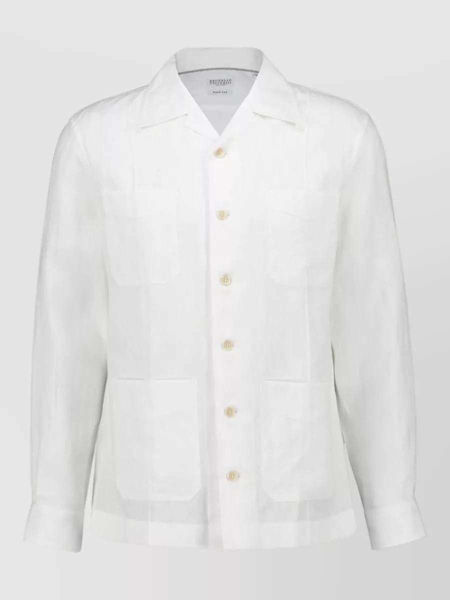 Brunello Cucinelli Linen Blend Long-Sleeve Shirt