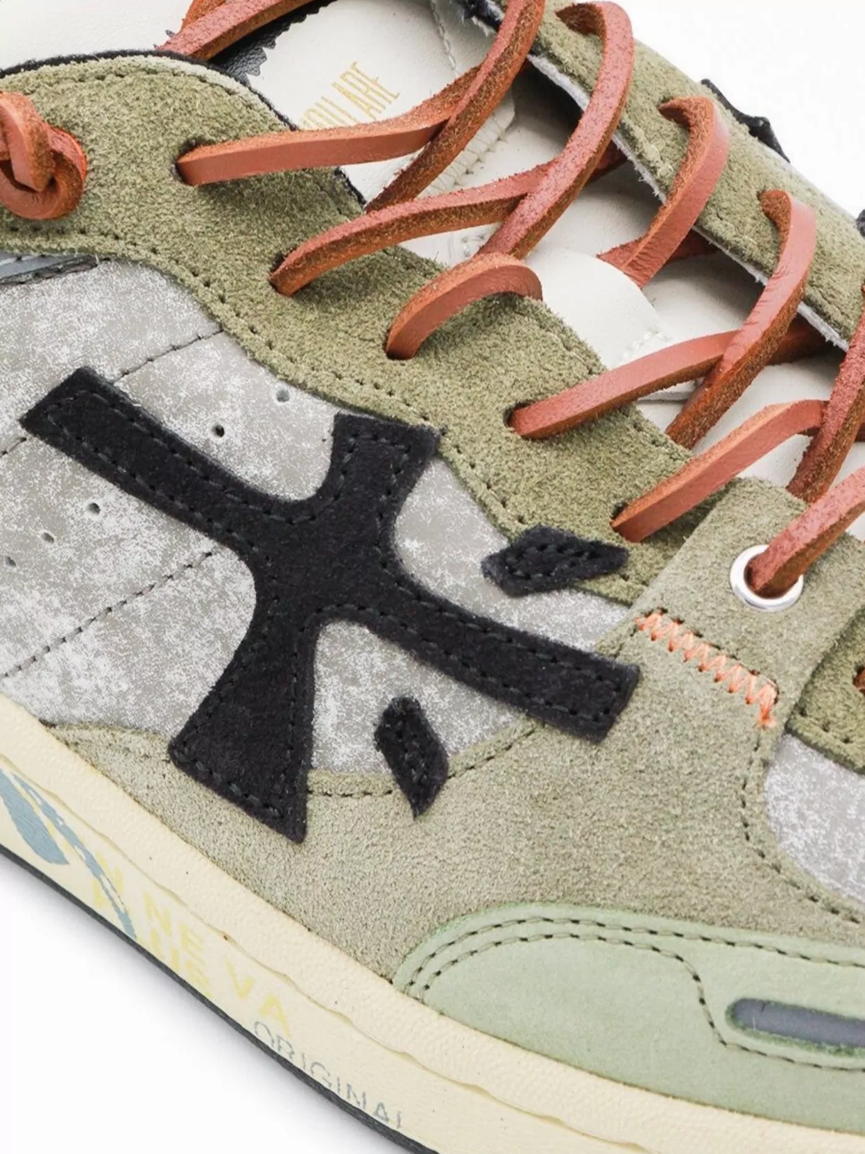 Premiata Suede Sneakers With Perforated Design And Contrast Tab
