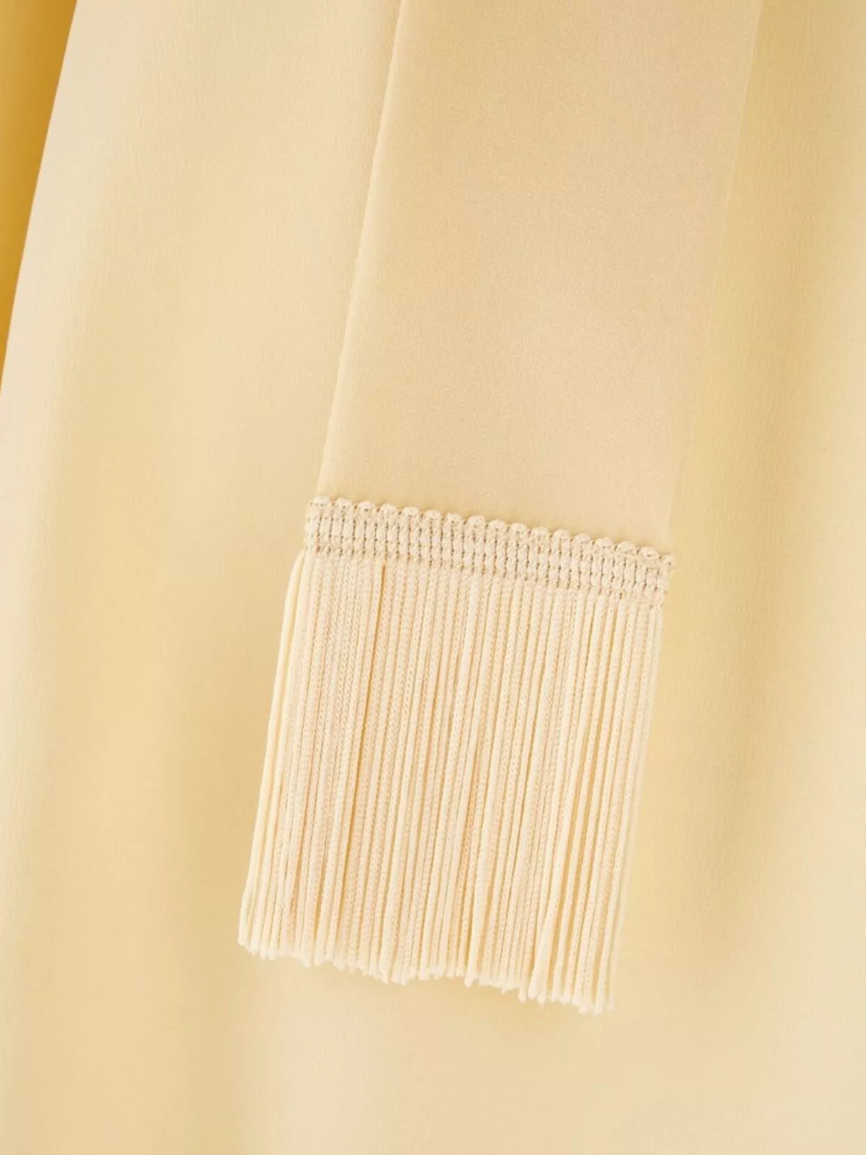 Valentino Silk Blouse Fringe Tie Long Sleeves In Neutral