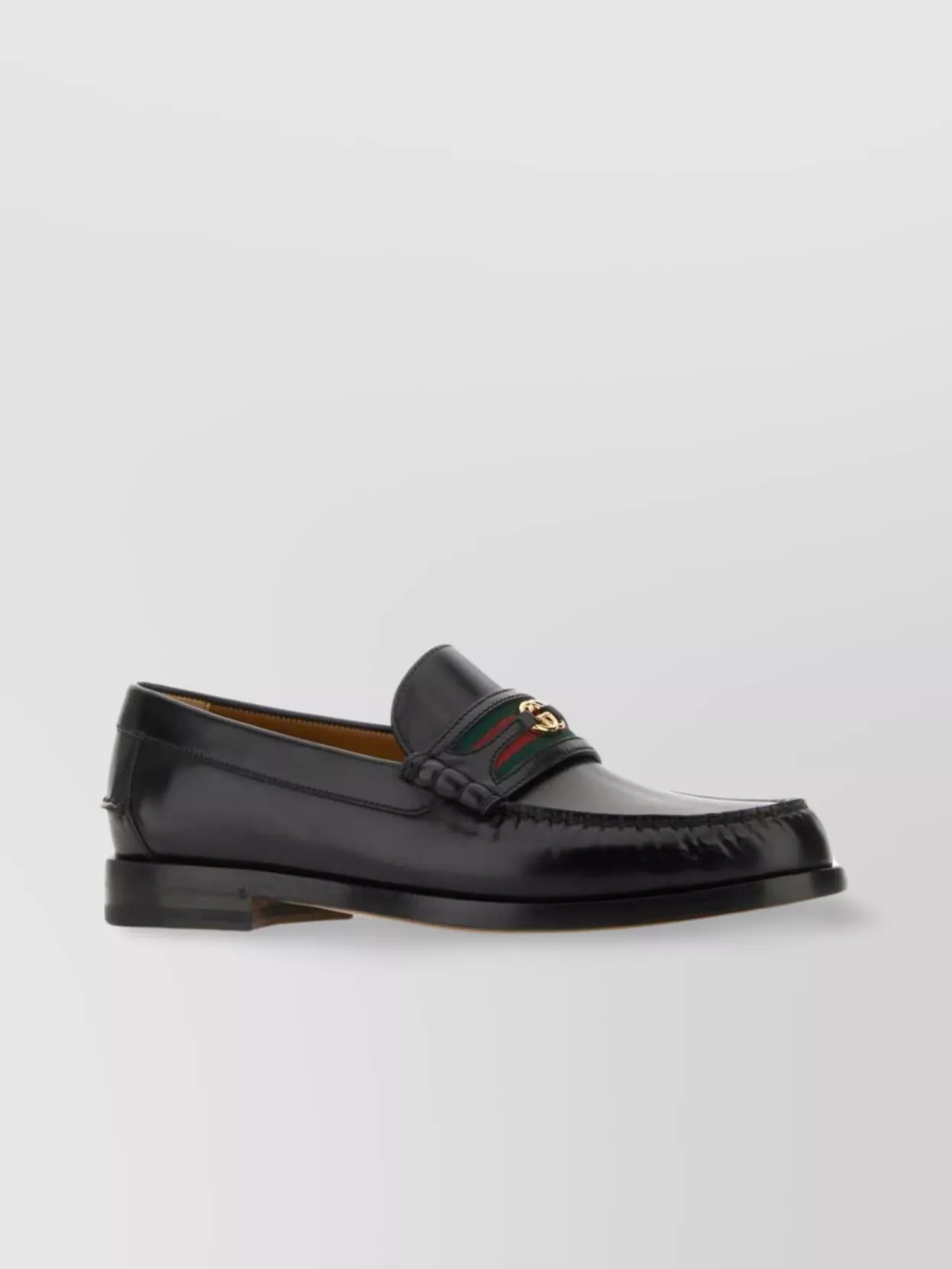 Shop Gucci Leather Loafers With Horsebit Detail And Round Toe