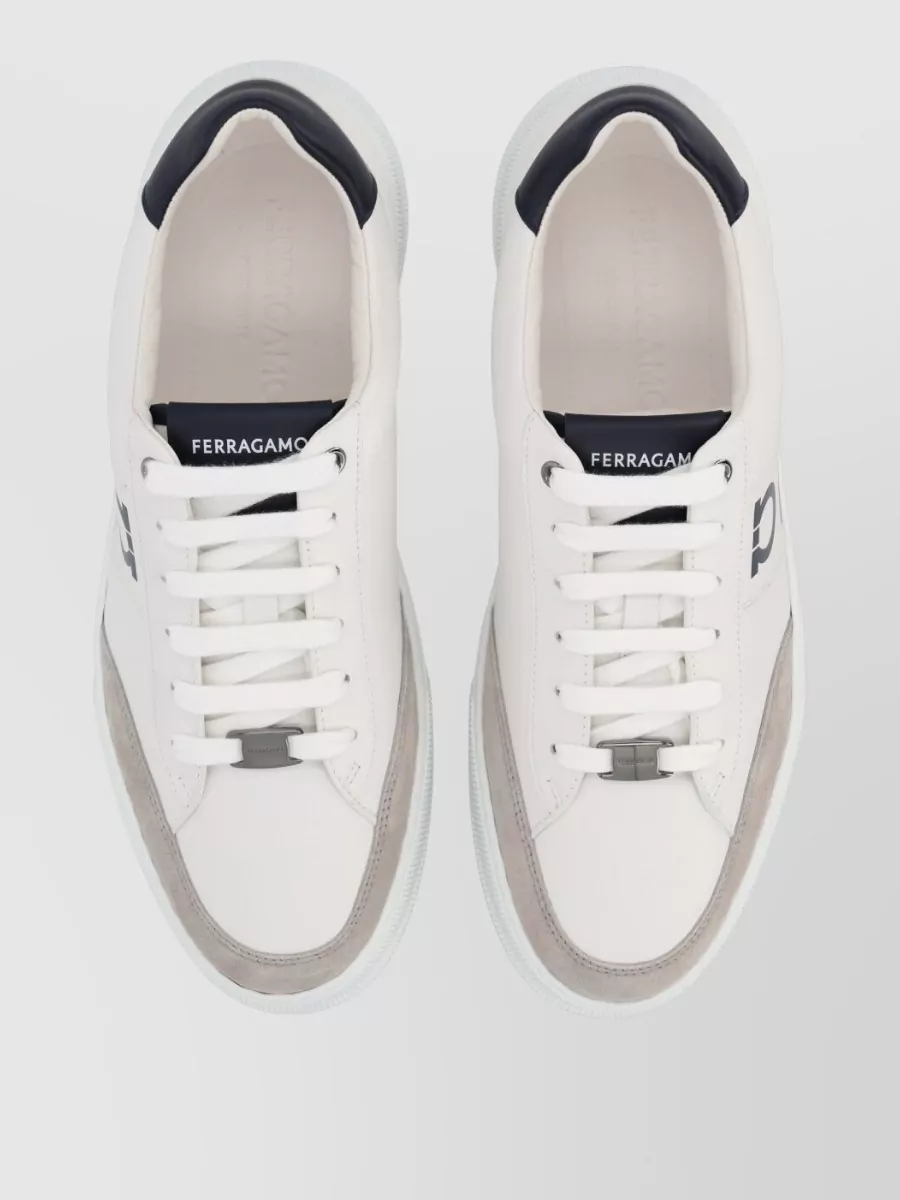 Ferragamo Sneakers Contrast Heel Tab Round Toe