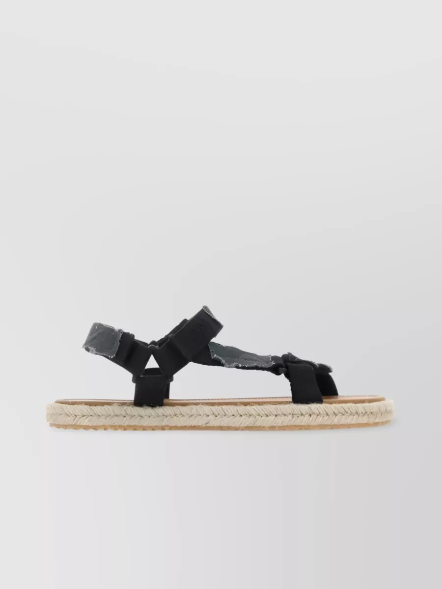 Shop Maison Margiela Flat Strap Leather Sandals In Black