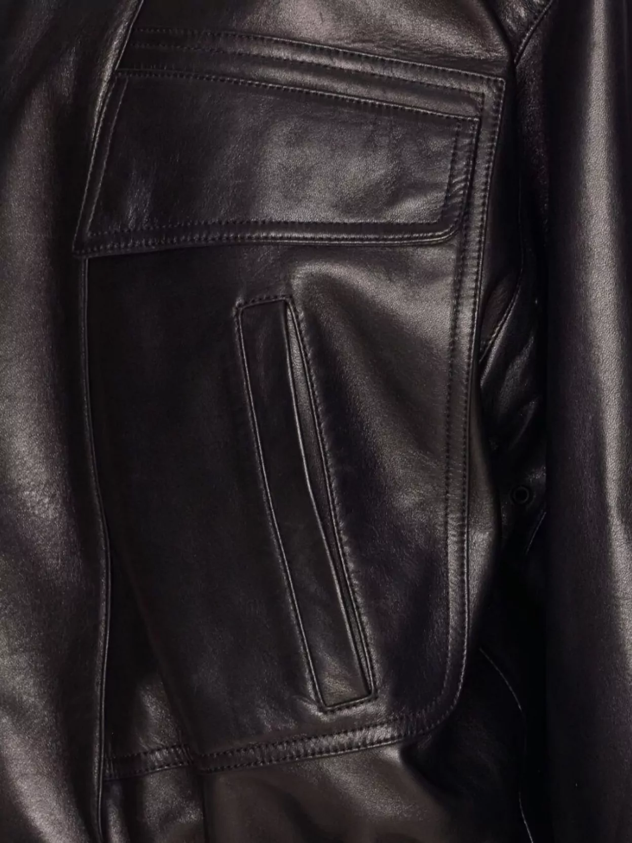 Saint Laurent Lambskin Leather Jacket High Neck