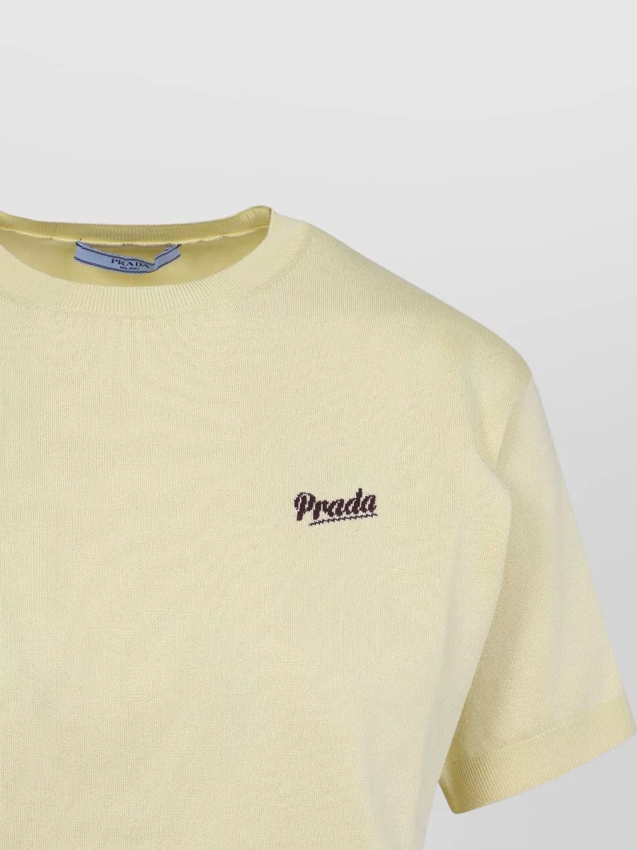 Prada Silk Ribbed Knit Crewneck T-Shirt