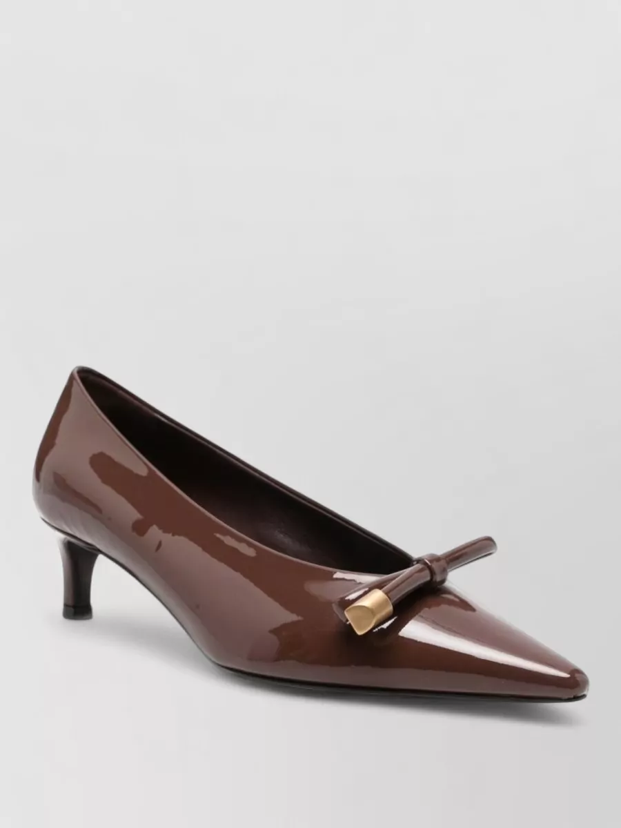 Roberto Festa patent leather bow kitten heel pumps