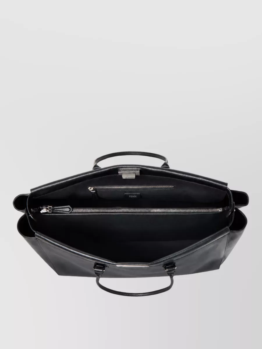 Fendi Leather Peekaboo Tote Bag