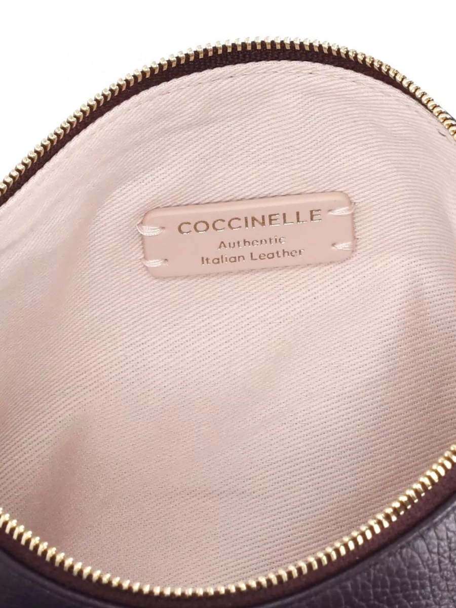 Coccinelle Pebbled Leather Pochette Clutch Bag Wrist Strap