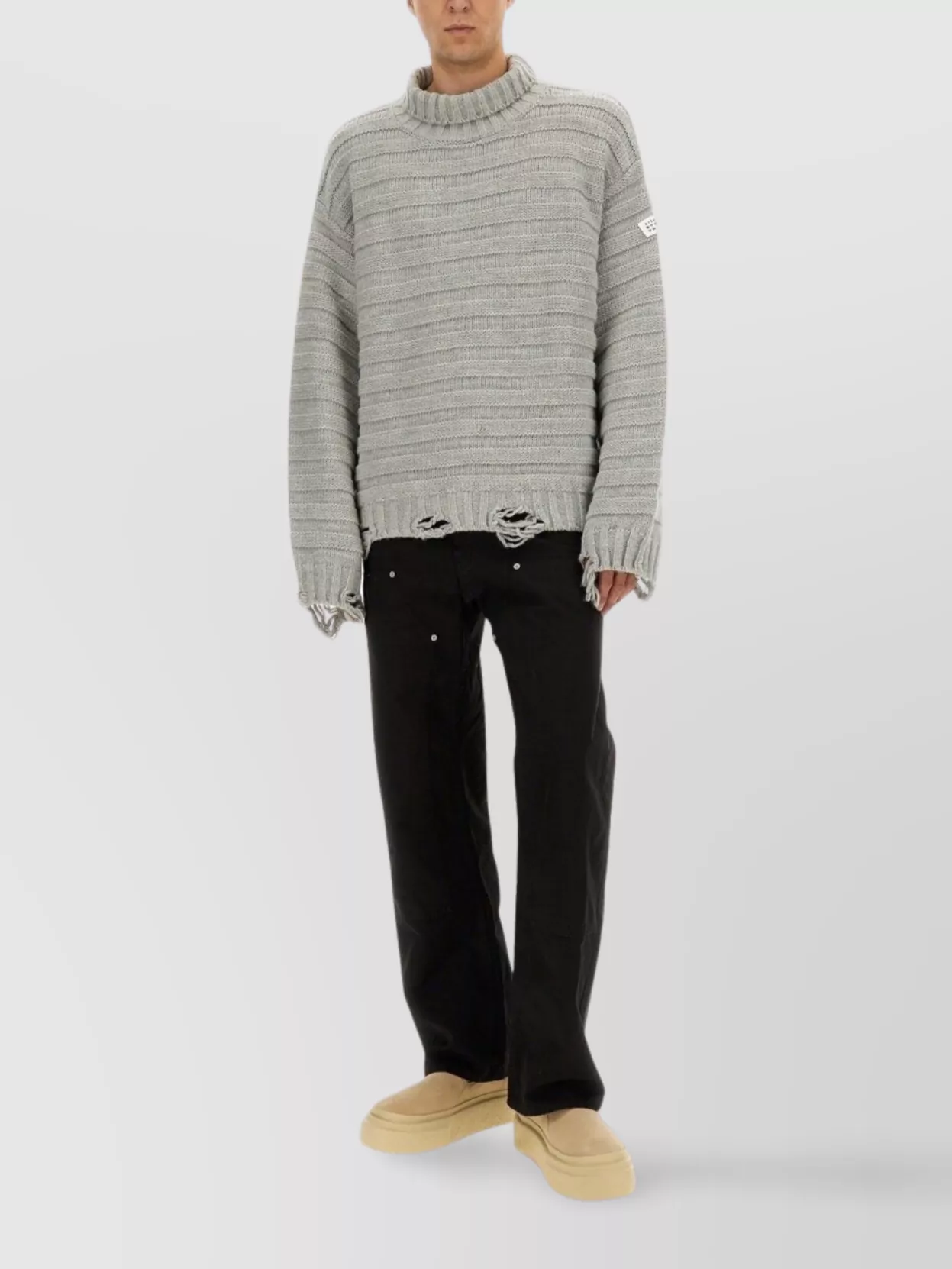 Mm6 Maison Margiela Distressed Ribbed Knit Sweater