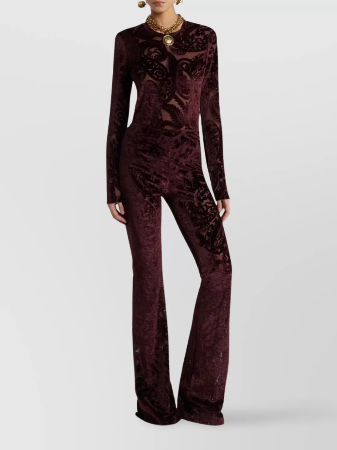 Etro Flared Trousers With Jacquard Effect In Red