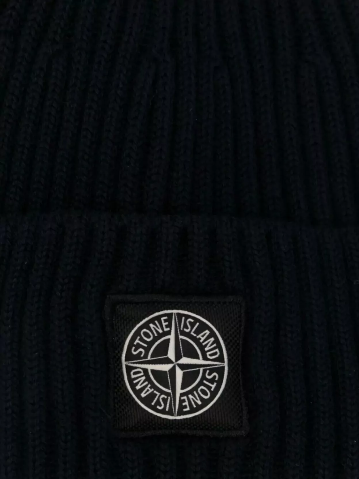 Stone Island Ribbed Wool Beanie Turn-Up Brim