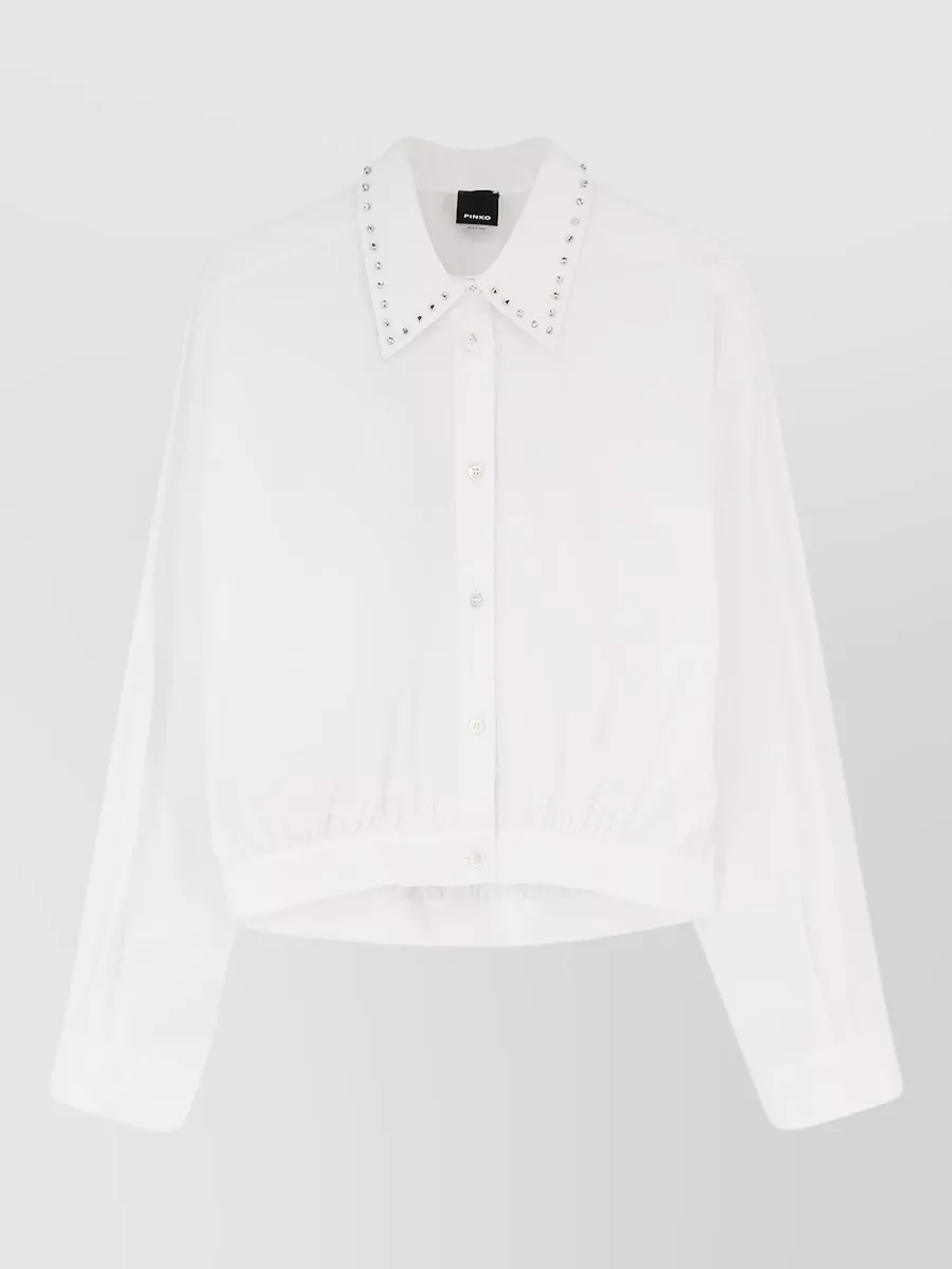 Pinko studded cropped cotton shirt