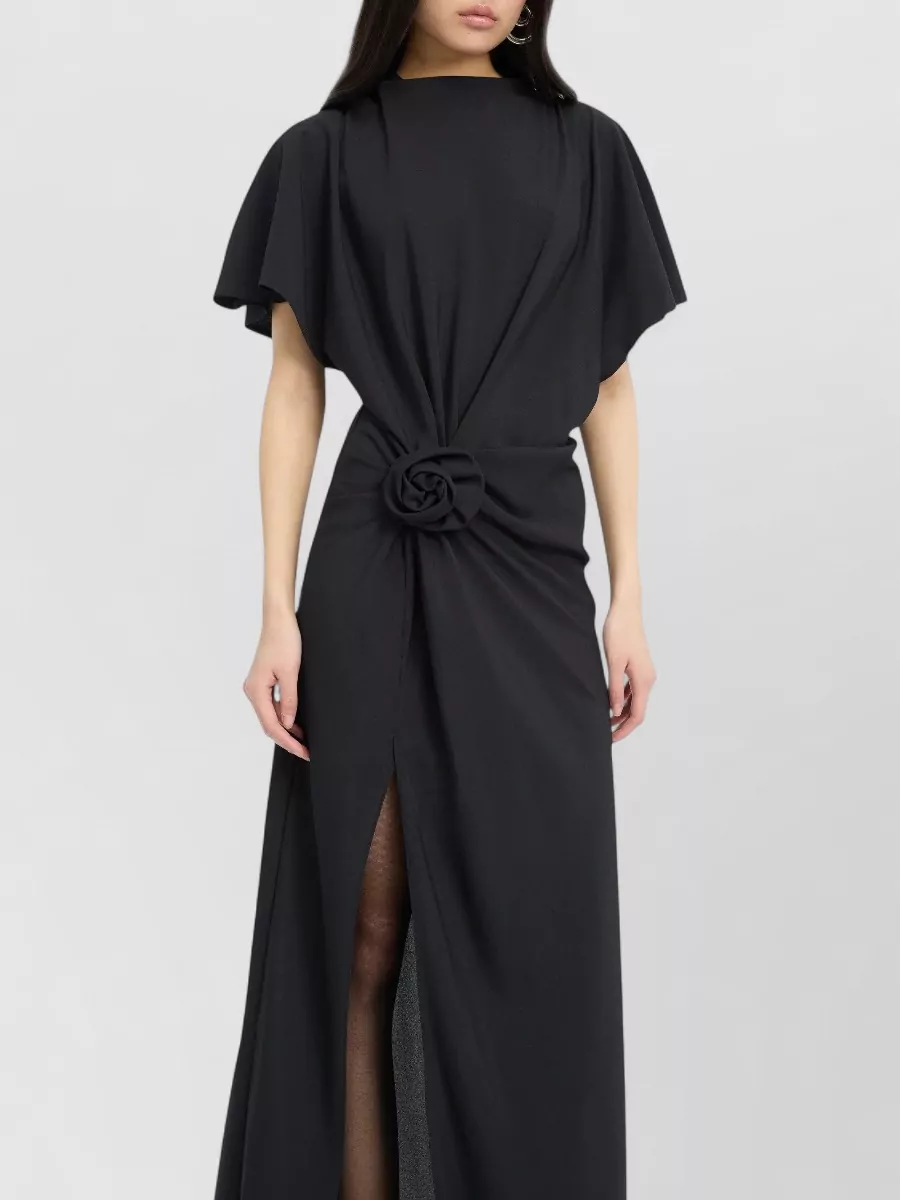 Rotate Polyester Draped Open Back Maxi Dress