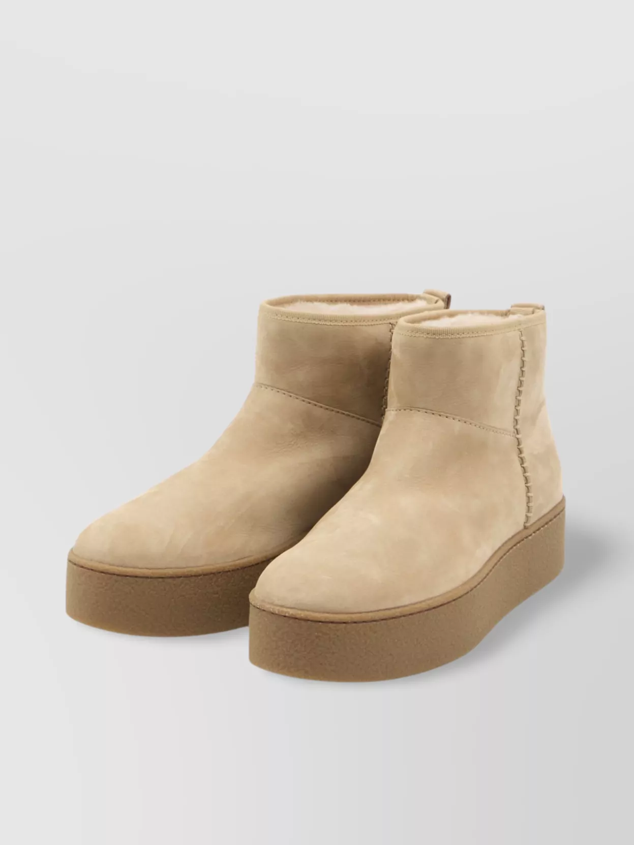 Hogan Shearling Round Toe Ankle Boots