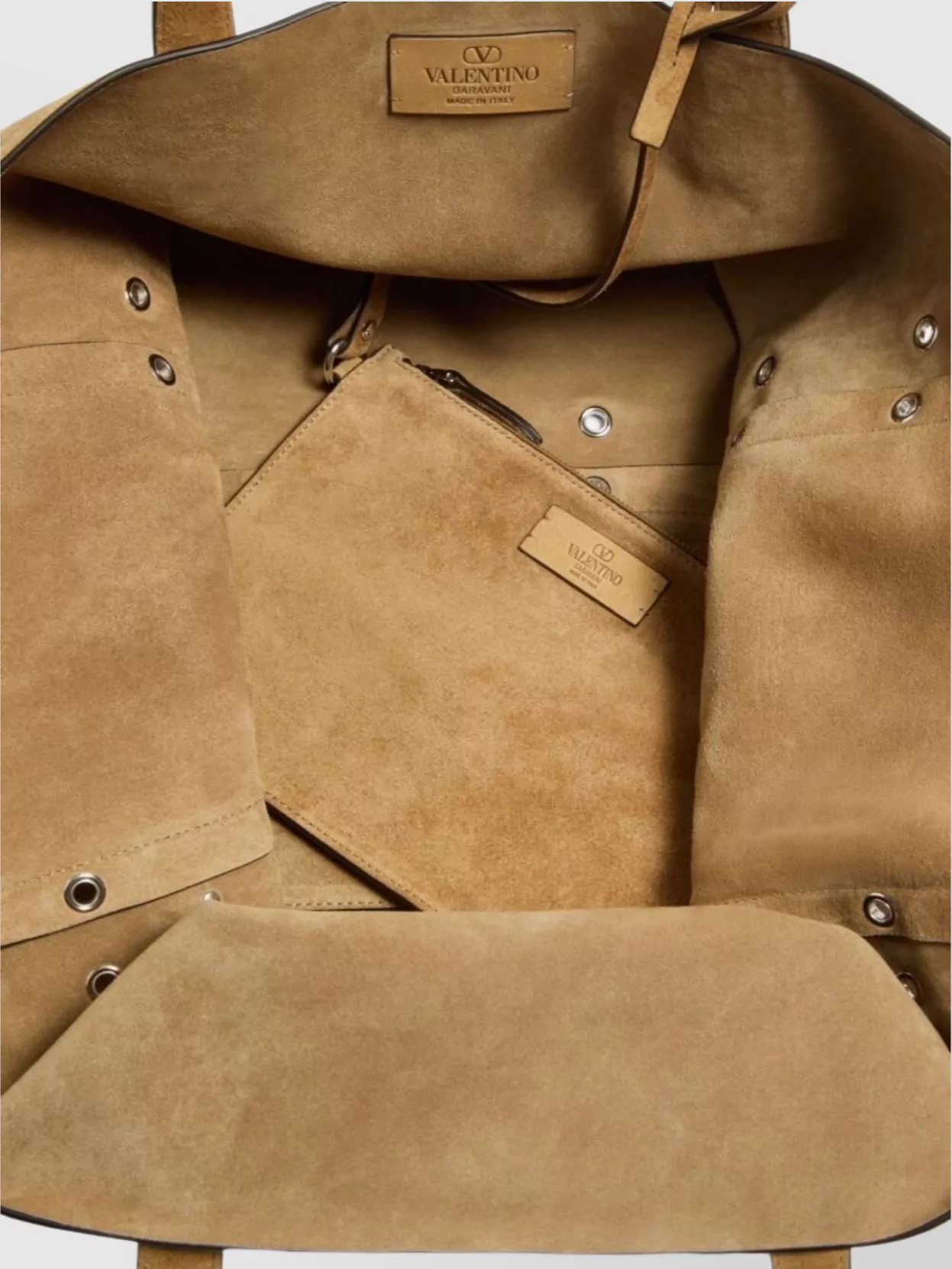Valentino Garavani Large Suede Leather Tote With Studded Detailing