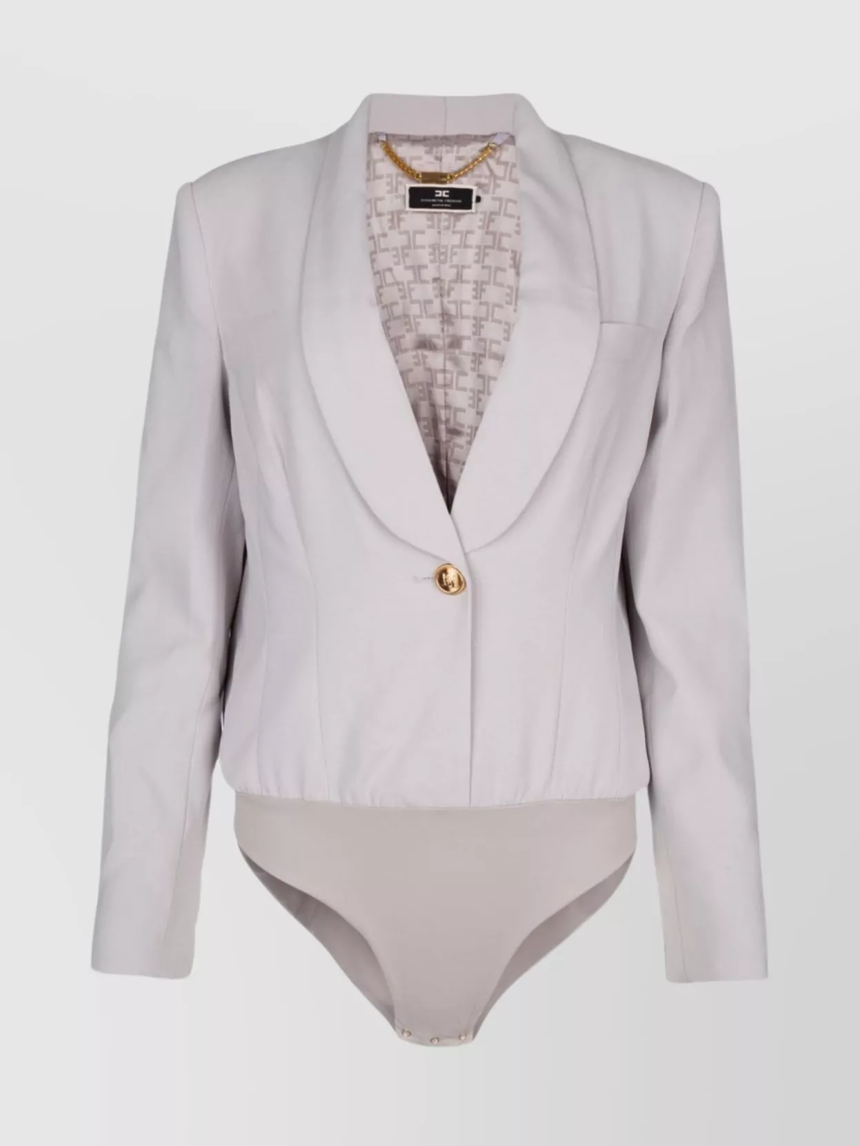 Elisabetta Franchi Crepe Blazer Bodysuit In Grey