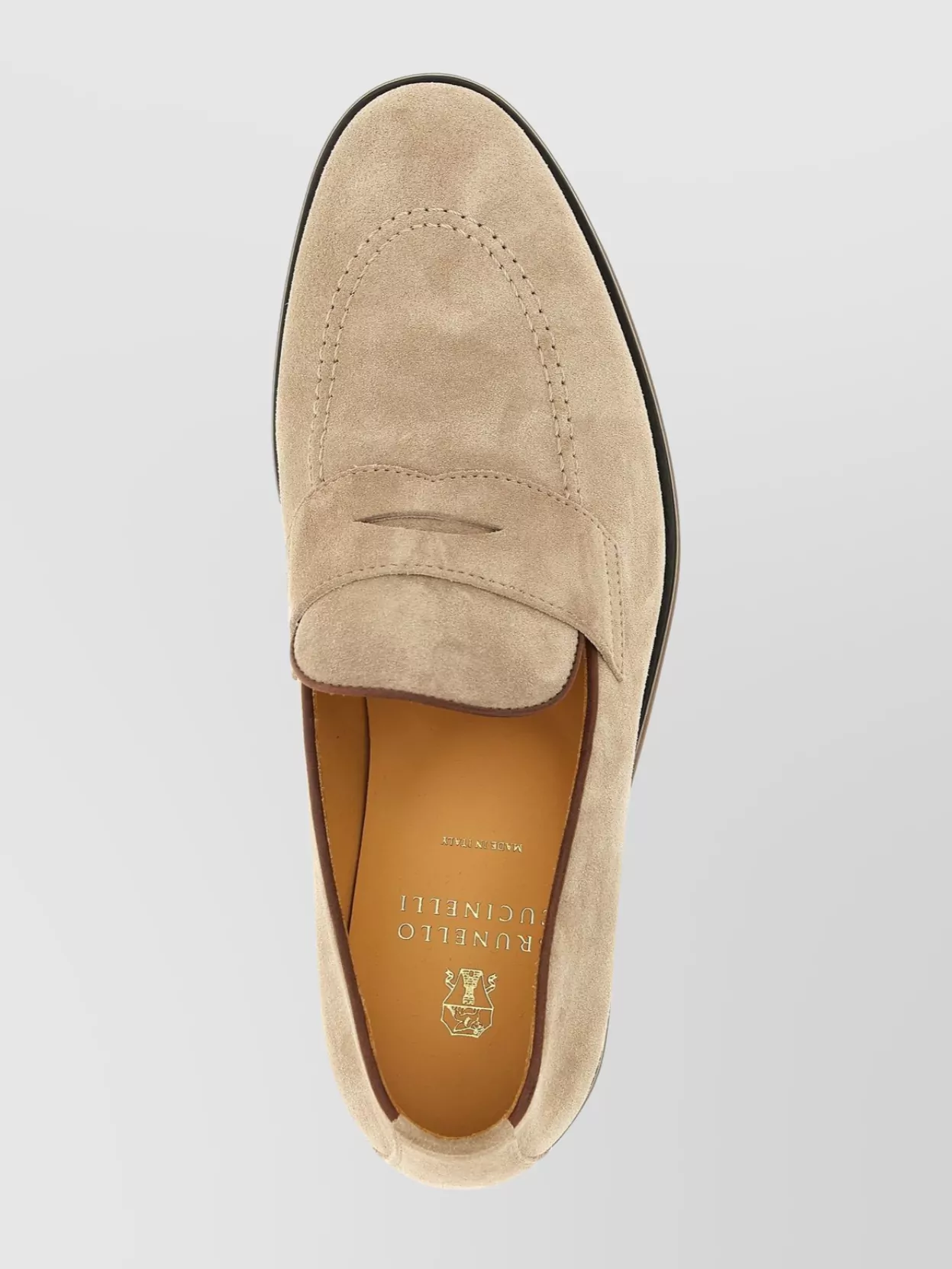 Brunello Cucinelli Suede Round Toe Stitched Loafers