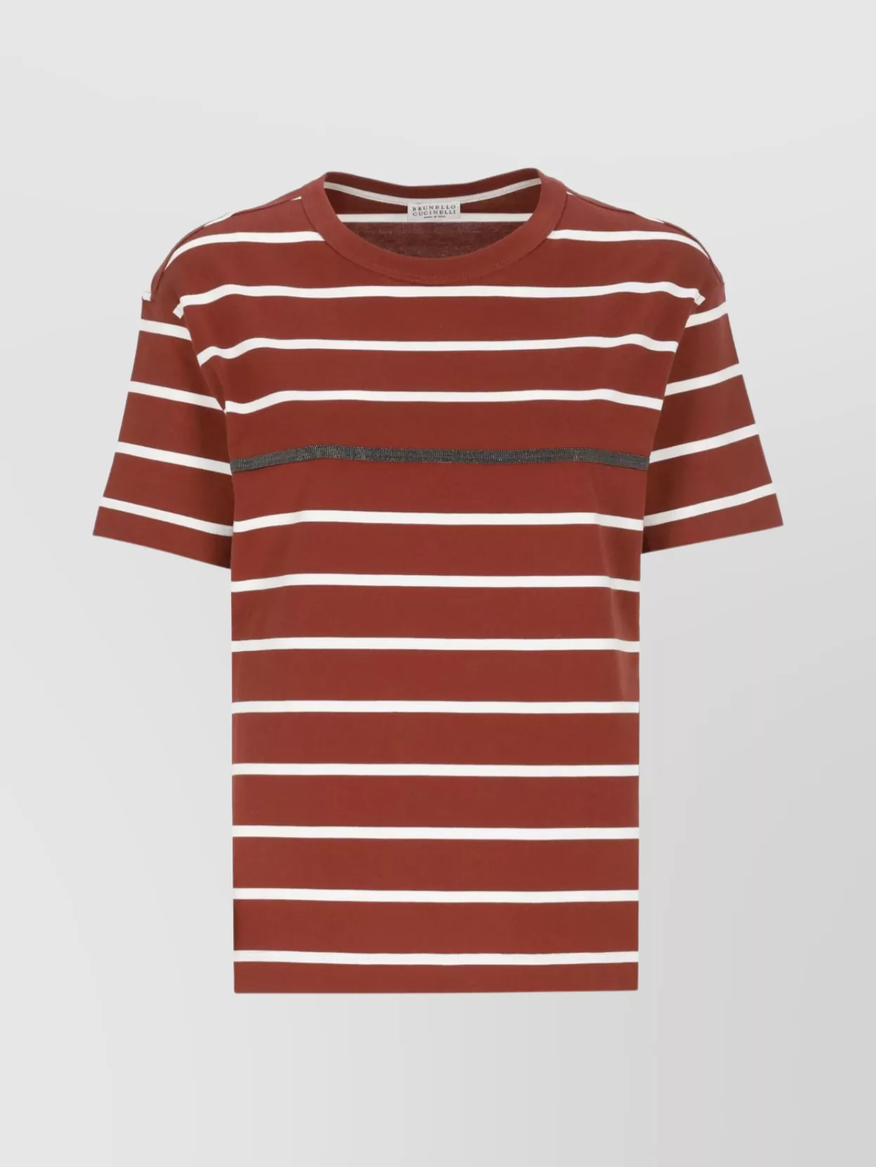 Brunello Cucinelli Shimmering ribbed crew neck t-shirt | The