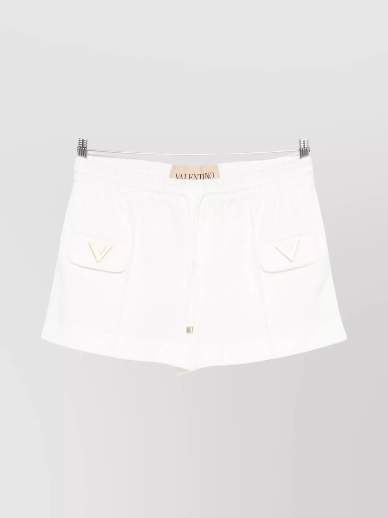 Valentino Logo V Drawstring Shorts In White