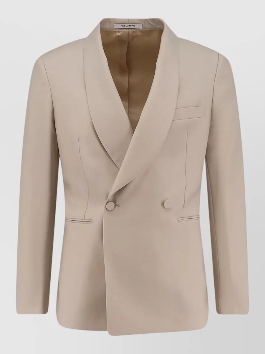 Tagliatore virgin wool double-breasted tuxedo blazer