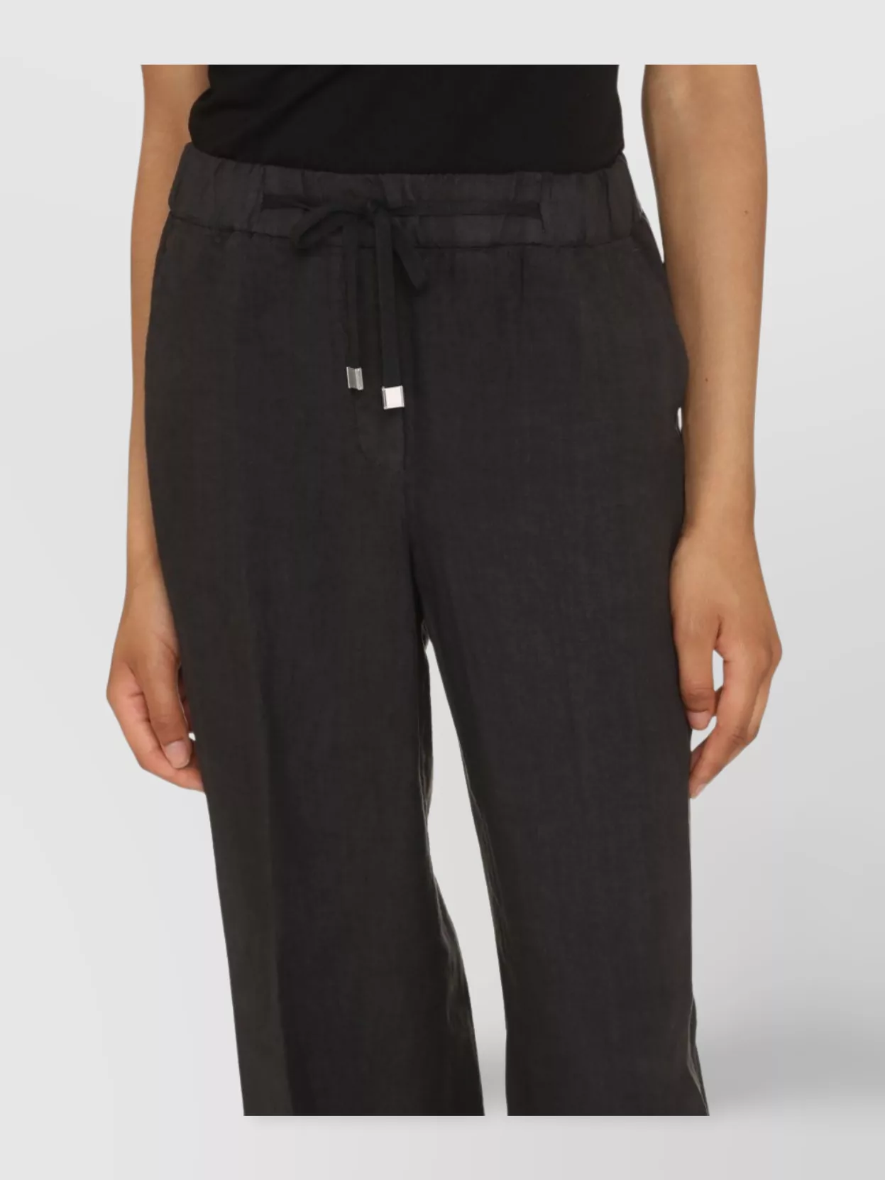 Peserico Linen Trousers With Cuffed Hem And Drawstring Waist