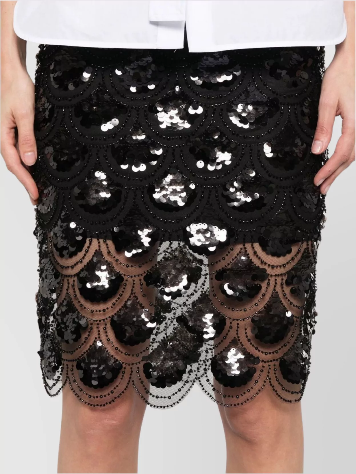 Rotate Birger Christensen Sequinned Pencil Skirt