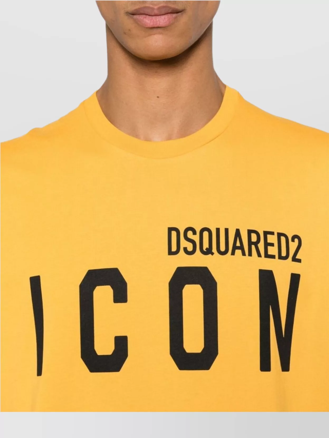 Dsquared2 Yellow Crewneck T-shirt With Maxi Logo Print On The Front In Yellow