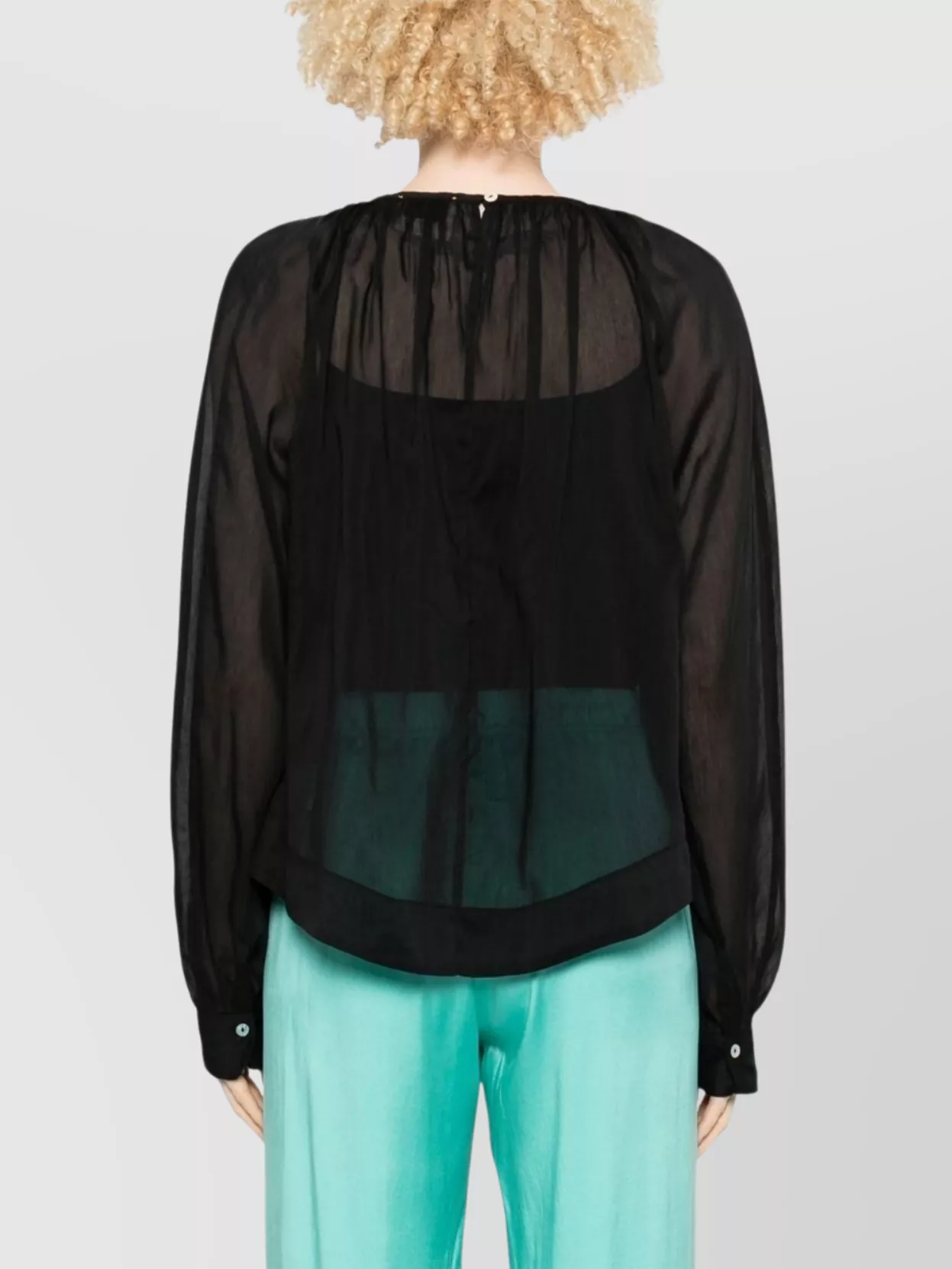FORTE FORTE BLOUSE EMBROIDERED KEYHOLE NECK