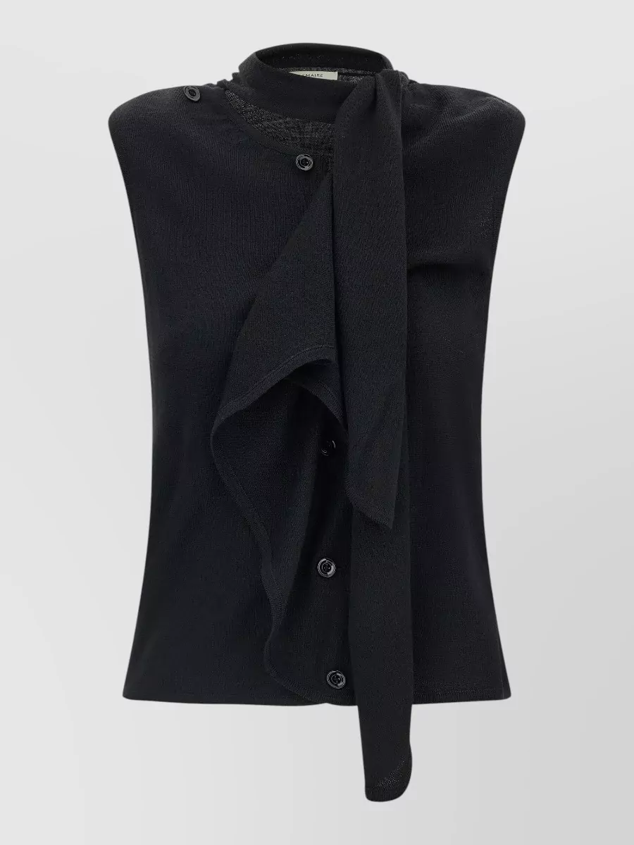 Lemaire Fine-knit draped asymmetric sleeveless knitted top