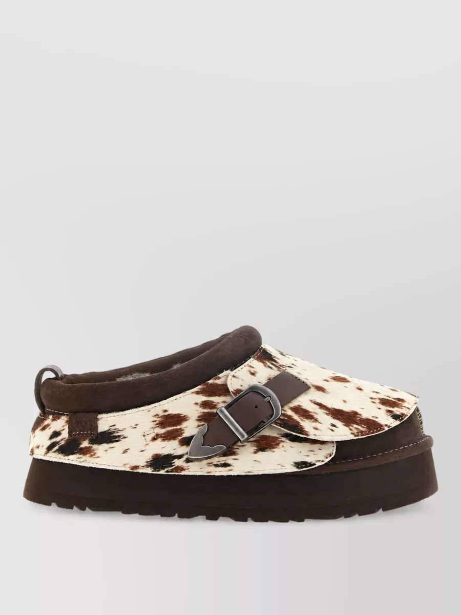 Ugg Leather Animal-Print Platform Slippers