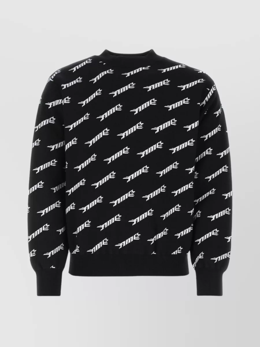 Shop Ambush Embroidered Crew-neck Wool Blend Sweater In Black