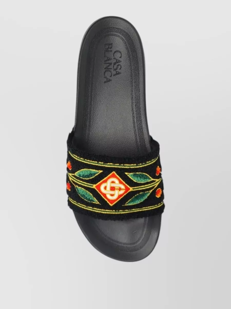 Casablanca Embroidered Terry Slides