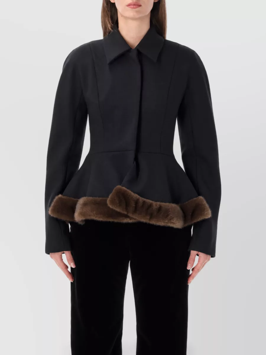Stella Mccartney fur trimmed single breasted coat