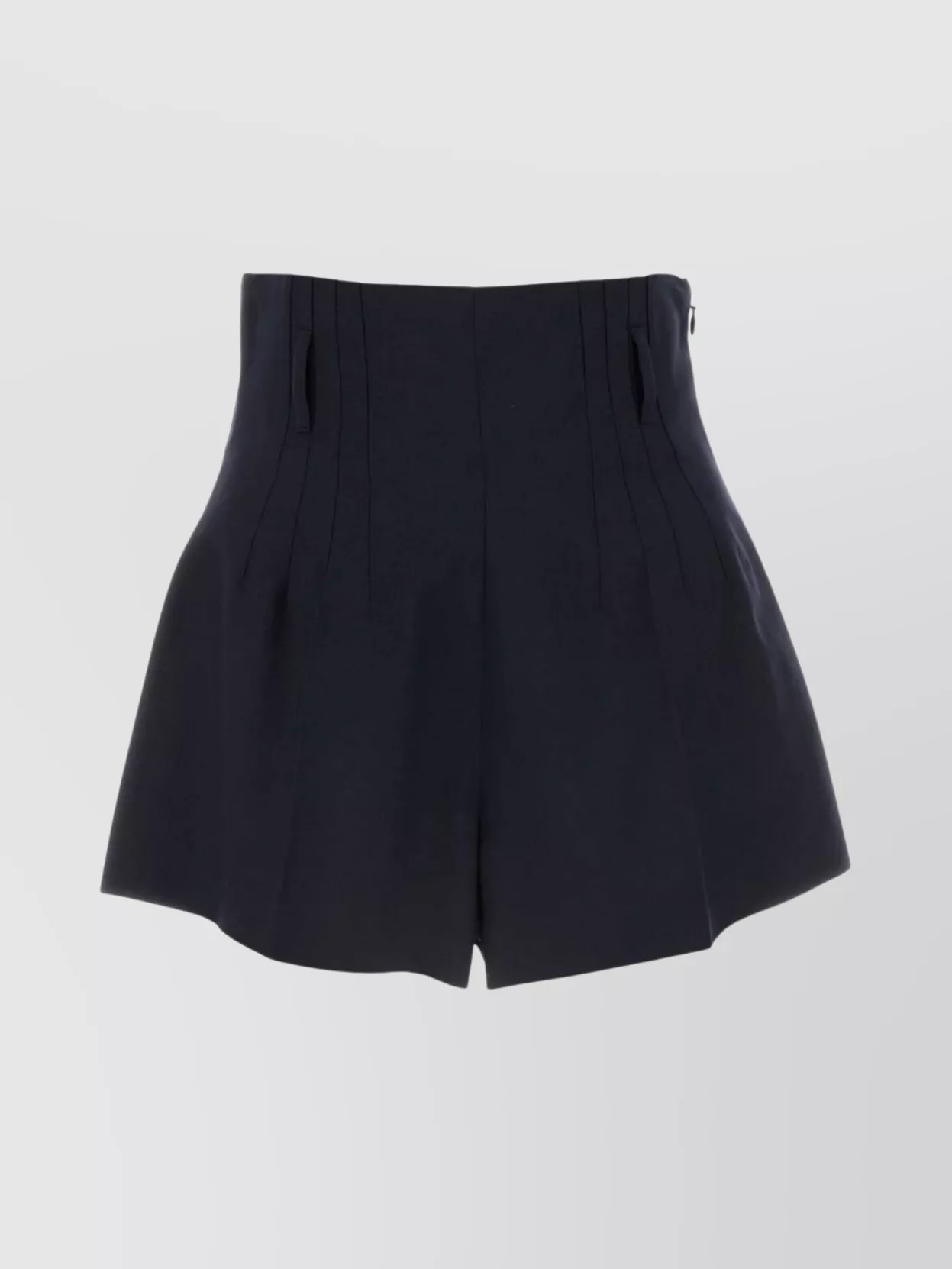 Shop Prada Wool High-waisted Pleated Wide Leg Shorts