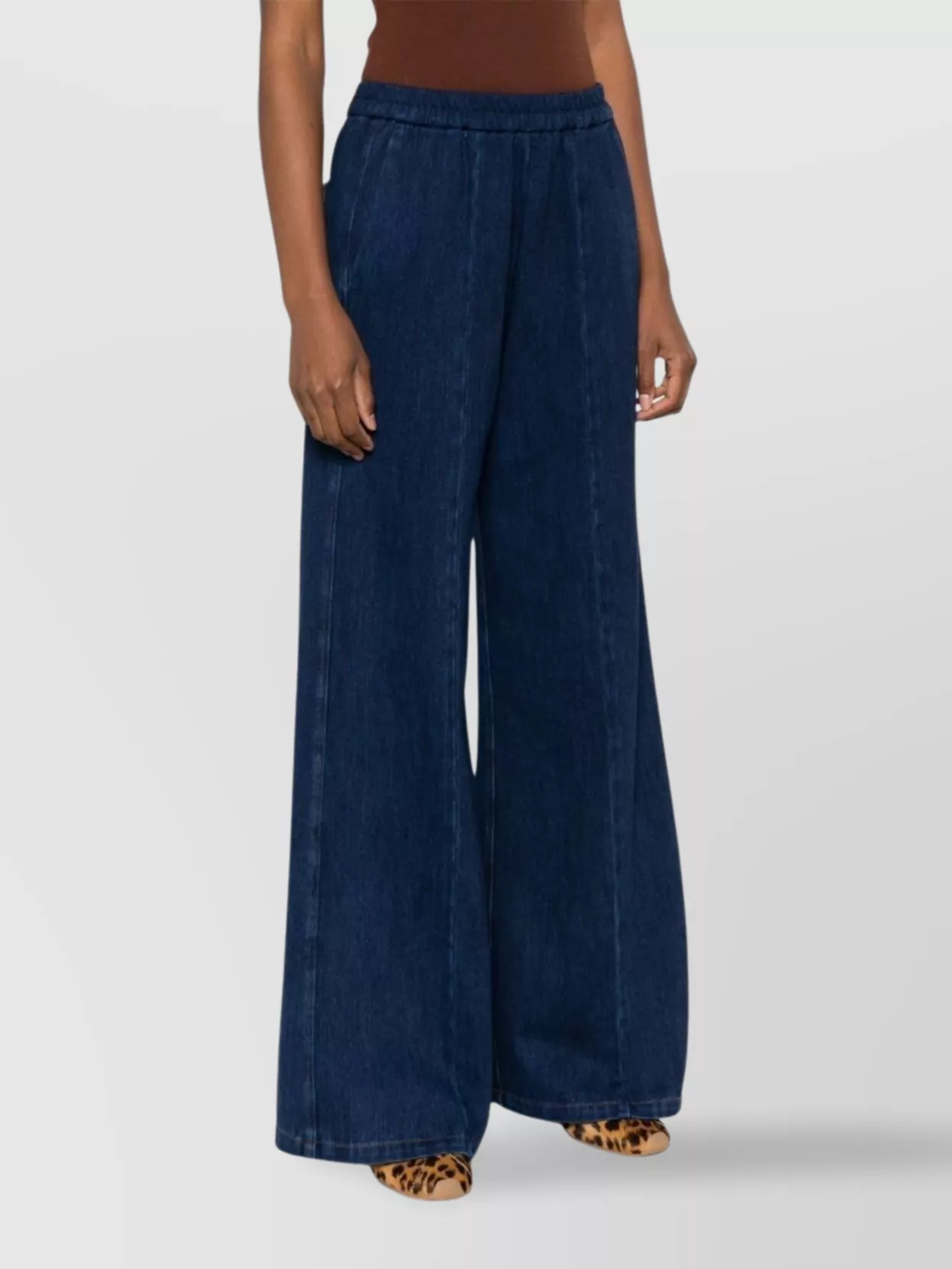 Shop Forte Forte Wide-leg Denim Trousers With Elasticated Waistband