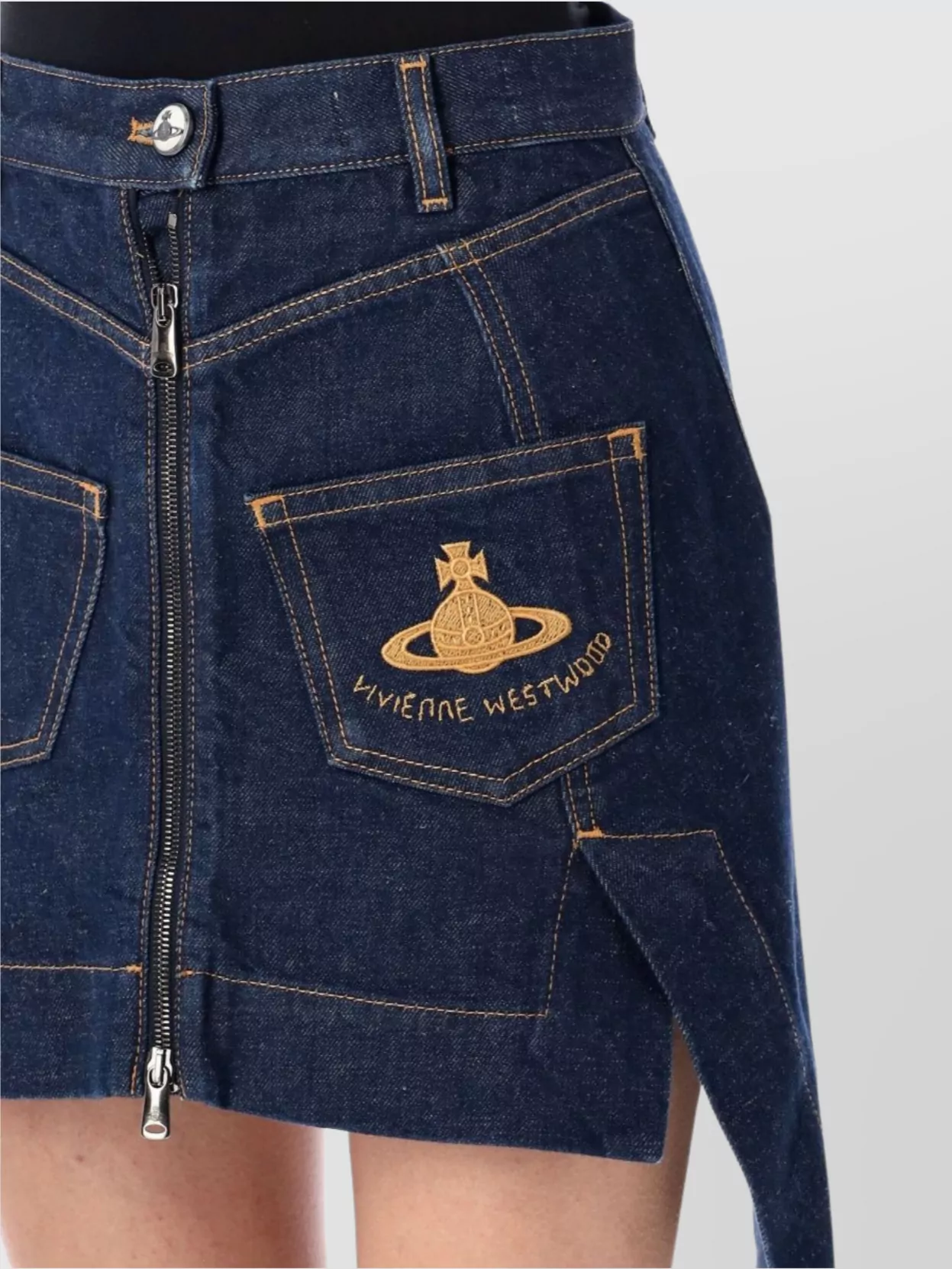 Vivienne Westwood Mens Sailor Asymmetric Cotton-linen Denim Mini Skirt Indigo