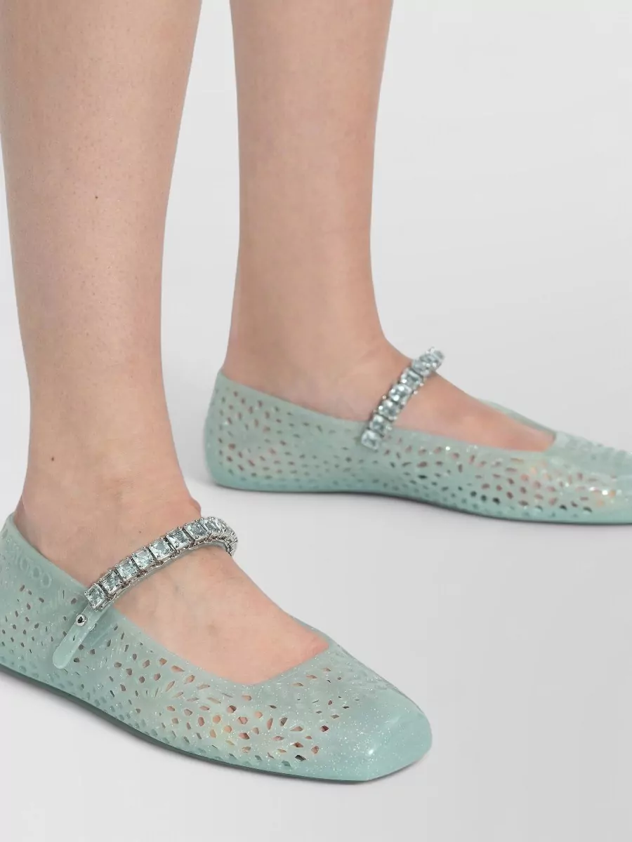 Jimmy Choo Crystal Embellished Jelly Ballerina Shoes