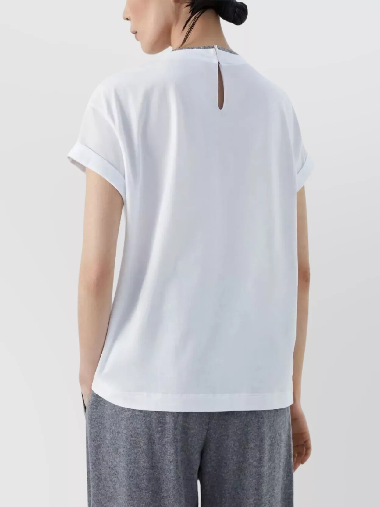 Brunello Cucinelli Monili Detail Round Neck T-Shirt Shirt